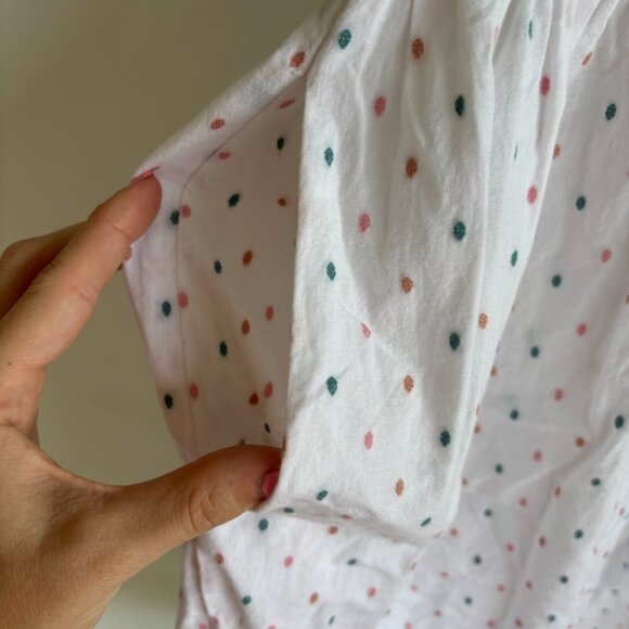 WARES Olliella Womens Shirt Dress‎ V-Neck Short Sleeve Polka Dot White SZ Medium - Picture 3 of 6